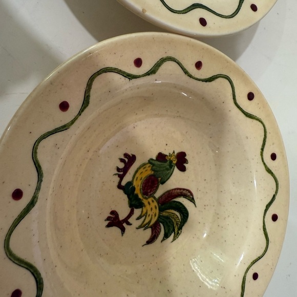 Metlock Poppy Trail Red Rooster Lot of 2-6 inch fruit dessert bowl 1950 VTG - Picture 6 of 7